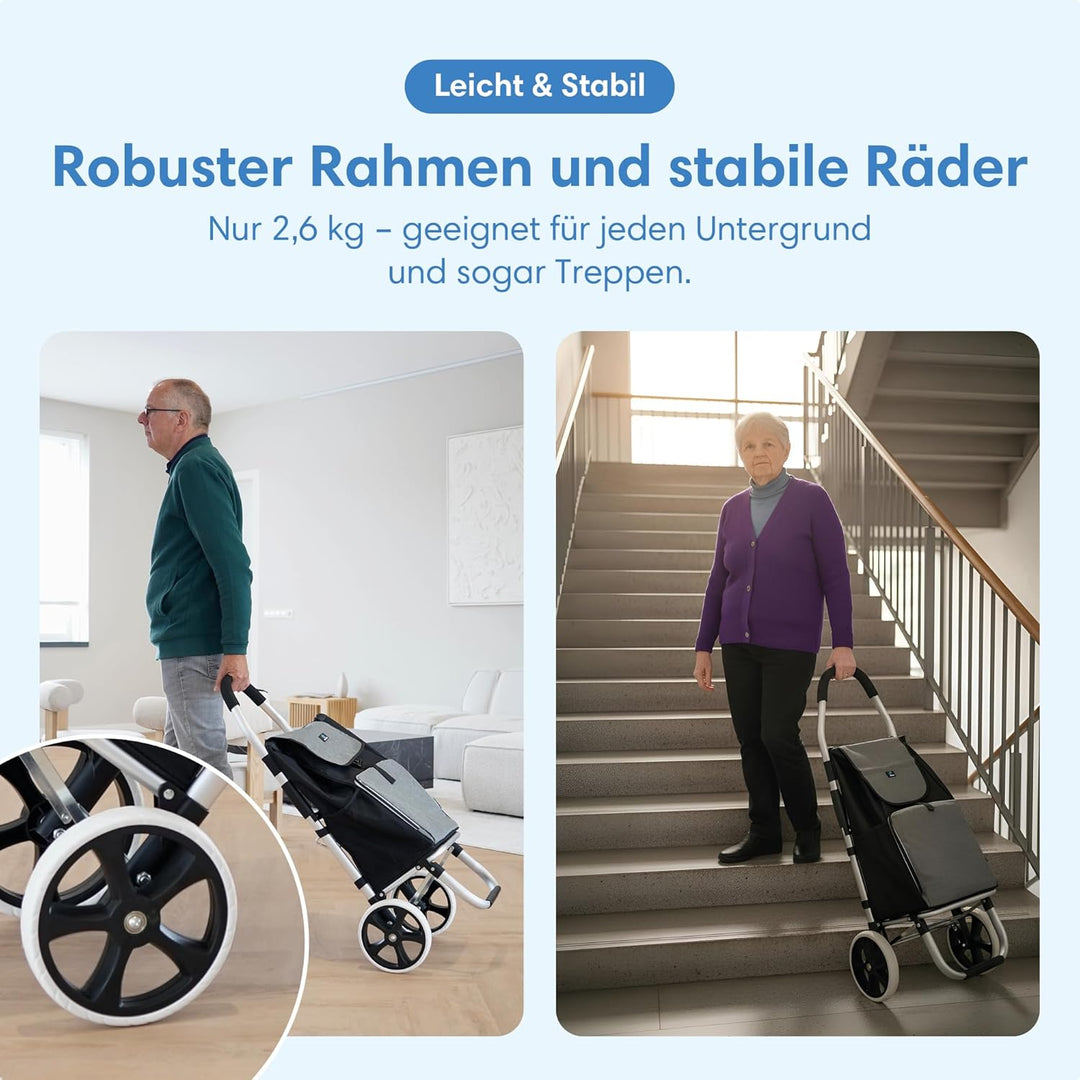 Safe Age® Einkaufstrolley mit Kühlfach und Sackkarren-Funktion - Einkaufswagen - Trolli - Klappbar