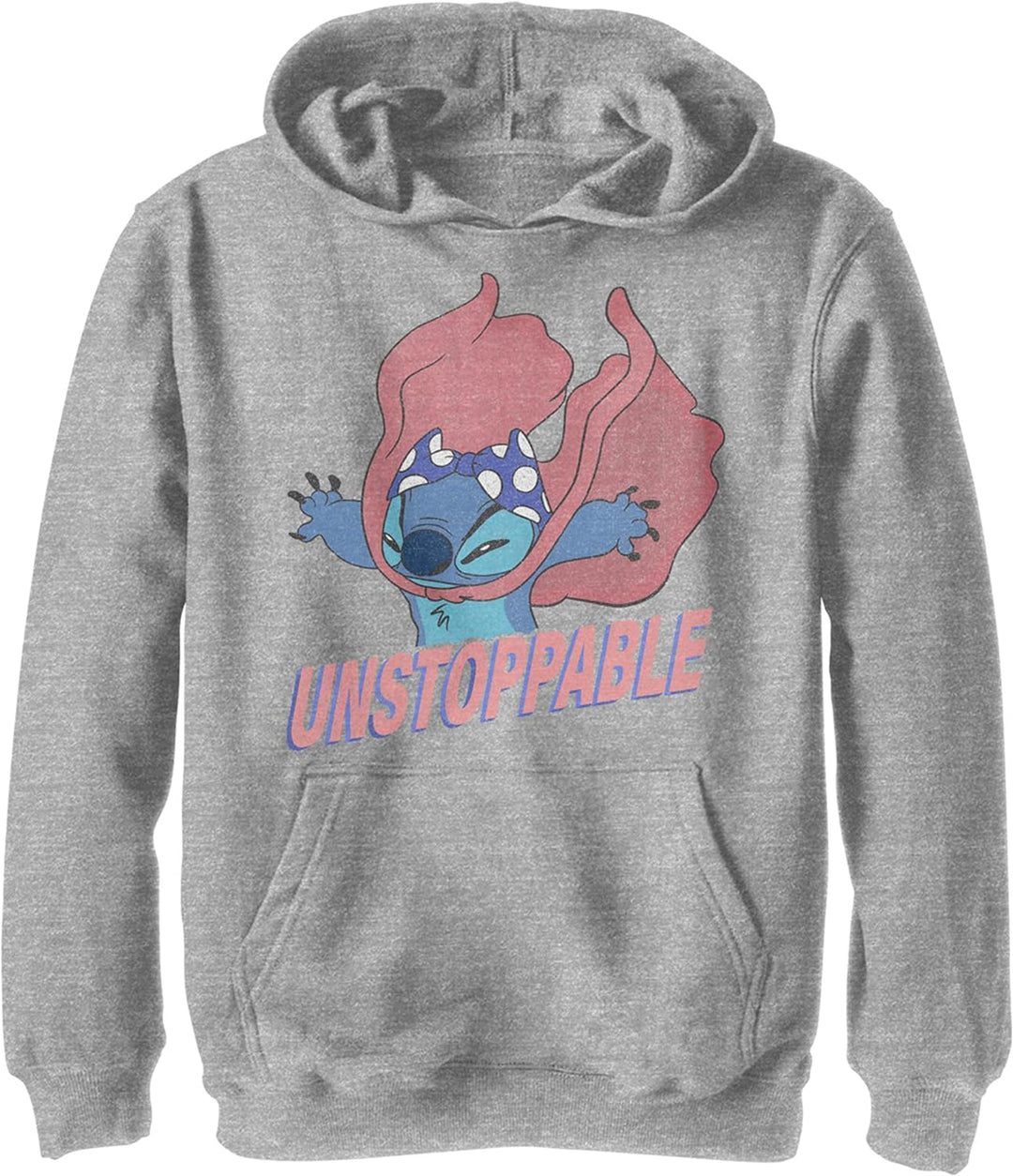 Disney Kids Lilo & Stitch Unstoppable Stitch Youth Pullover Hoodie, Athletic Heather, Medium