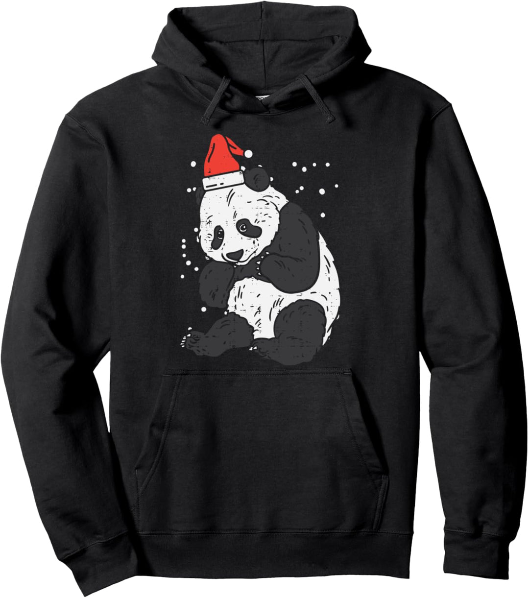 Panda Bear Santa Hat Christmas Xmas Pajama Animal Lover Gift Pullover Hoodie