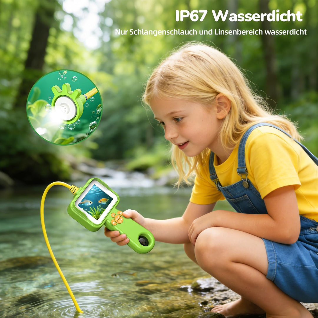 FINIBO Endoskopkamera Kinder – 2.4" Display Kids Endoscope, Spielzeug Endoskop mit Licht, Insekten B