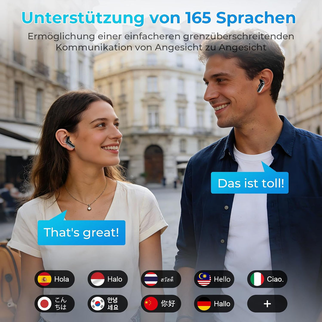 KI Übersetzer Kopfhörer, 3-in-1 Bluetooth 6.0 Übersetzungskopfhörer, 165 Sprachen &amp; 9 Modi, 48 h Akk