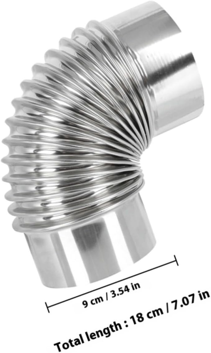 HEMOTON Metall Kaminrohrbogen 90 Grad aus Edelstahl, 90 mm Ofenrohr mit einzigartigem Design für Hol