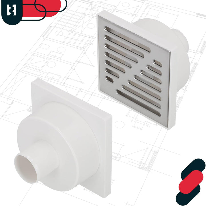 KOTARBAU® Bodenablauf 50 mm Abflussgitter Edelstahl quadratischer Duschrinne Duschablauf Bodenrinne