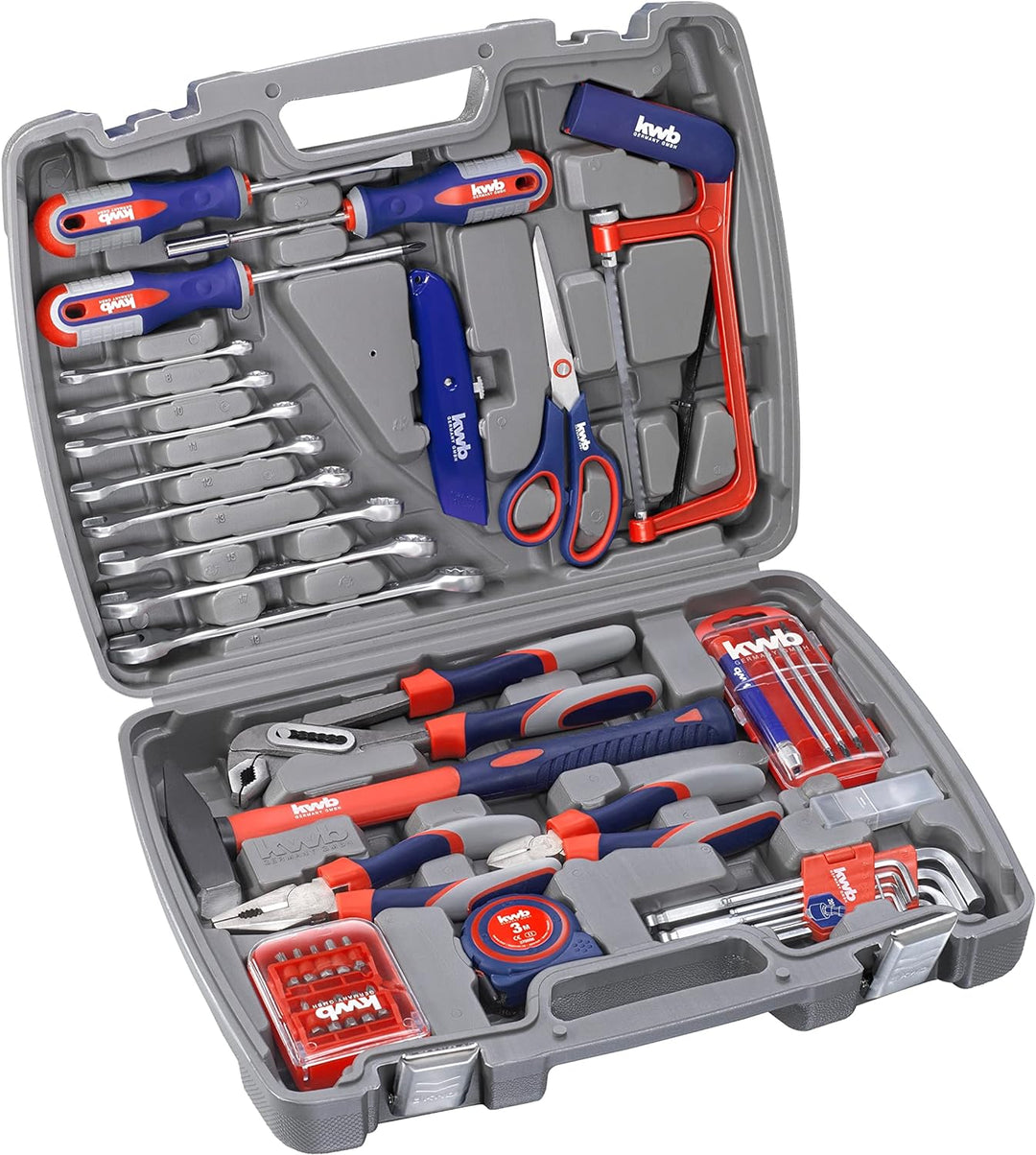 kwb Werkzeugkoffer aus robustem Hartkunststoff inkl. 65-tlg. hochwertigem Werkzeug-Set als perfekte