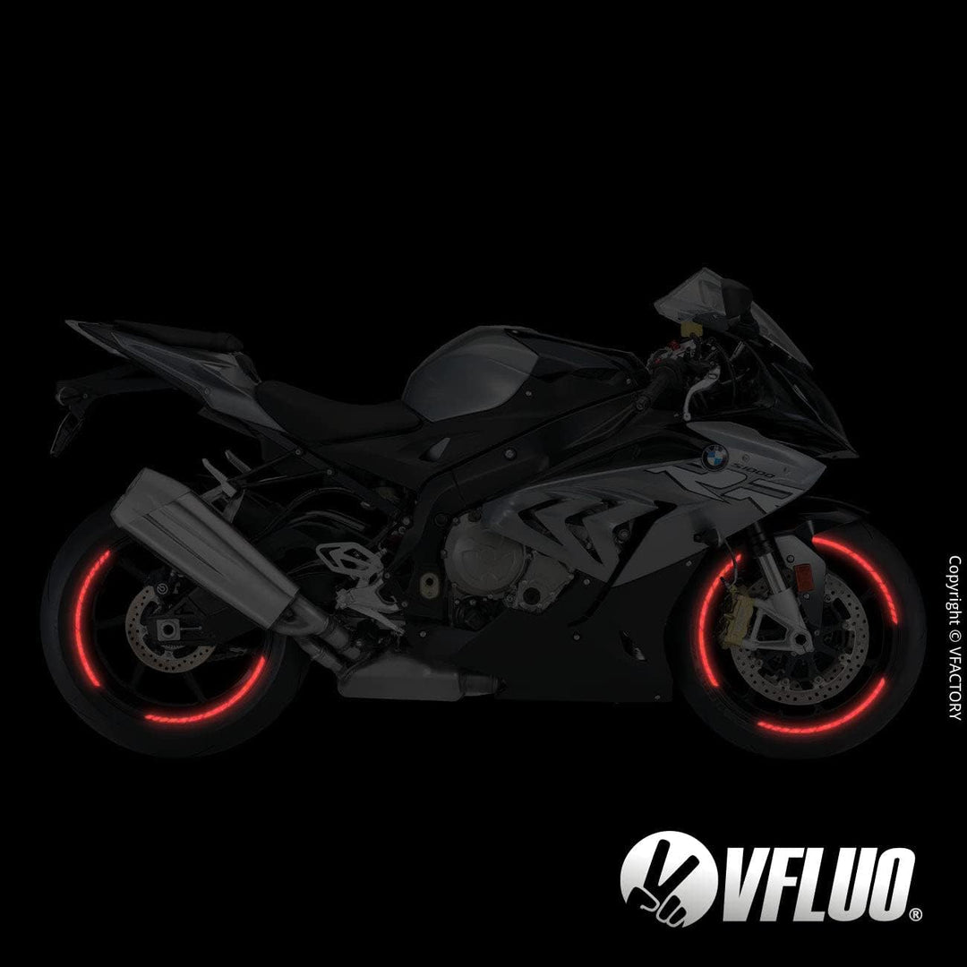 VFLUO - Kit Reflektierende Felgenrandaufkleber GP Motorrad, Aufkleber für 1 Rad 3M™-Technologie™, 36