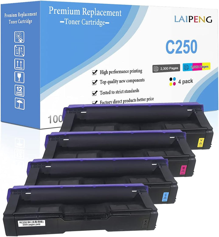 LAIPENG 4 Farben Kompatible Tonerkartuschen SP C250 C261 Hoher Kapazität 2300 Seiten mit Schwarz Cya