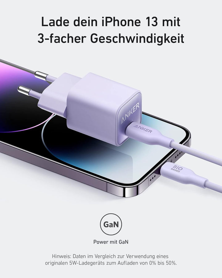 Anker 30W USB C Ladegerät, GaN 511 Nano 3, PIQ 3.0 PPS Schnellladegerät für iPhone 17/Pro/Pro Max/iP