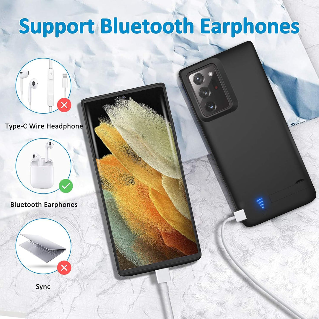 Gladgogo Akku Hülle für Samsung Galaxy Note 20 Ultra 5G, [6000 mAh] Zusatzakku Ladehülle Handyhülle