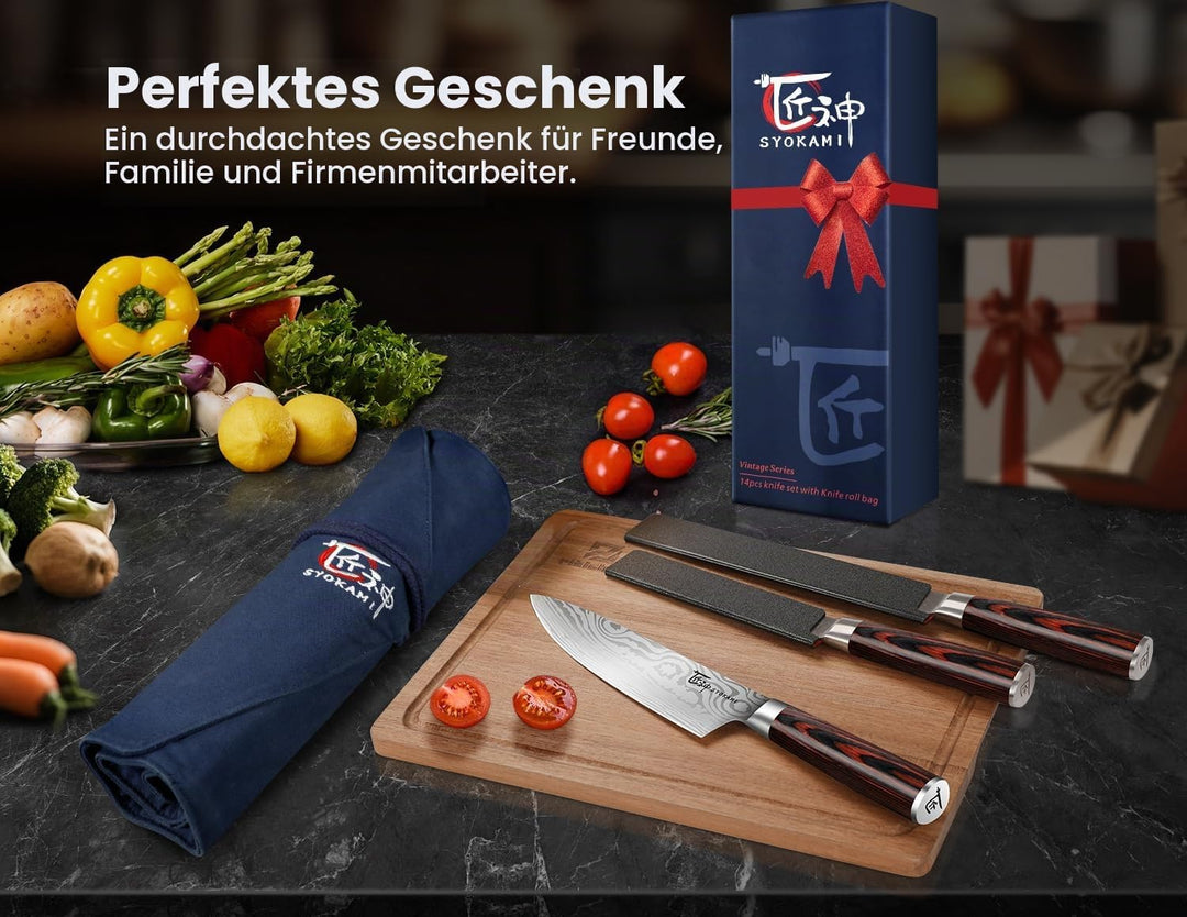 Küchenmessersets, Kochmesserset mit Rolltasche, professionelles japanisches Edelstahlmesserset mit P