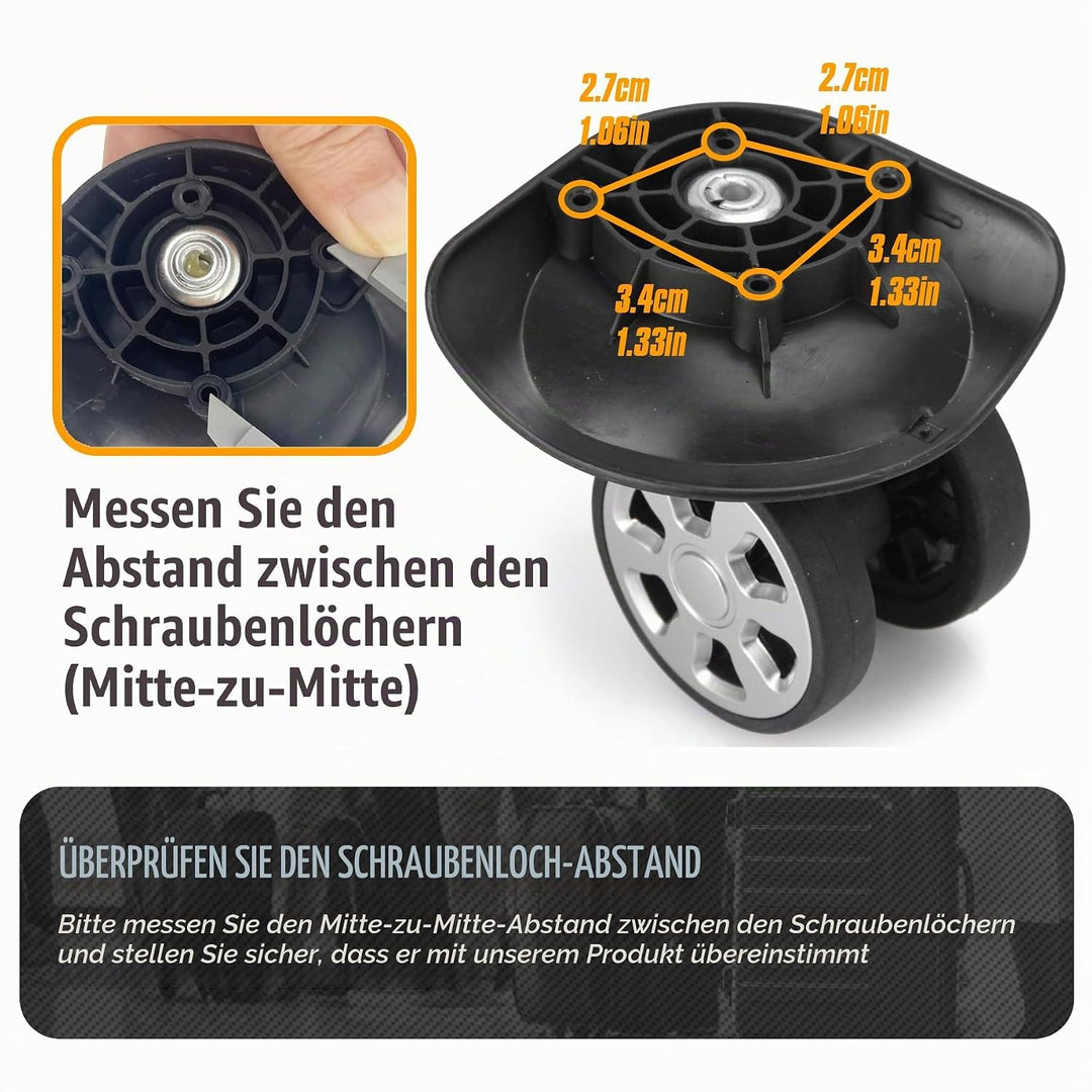 Kofferrollen Ersatzrollen für Koffer Koffer Ersatzrollen mit 4 Schraublöchern(V045,1 Pair), V045,1 P