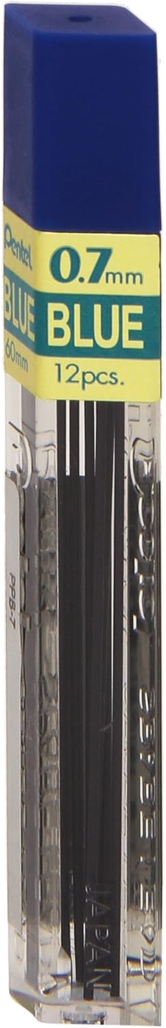 Pentel PPB-7 Ersatzminen für Druckbleistift, 12 Stück blau 0,7mm, blau 0,7mm