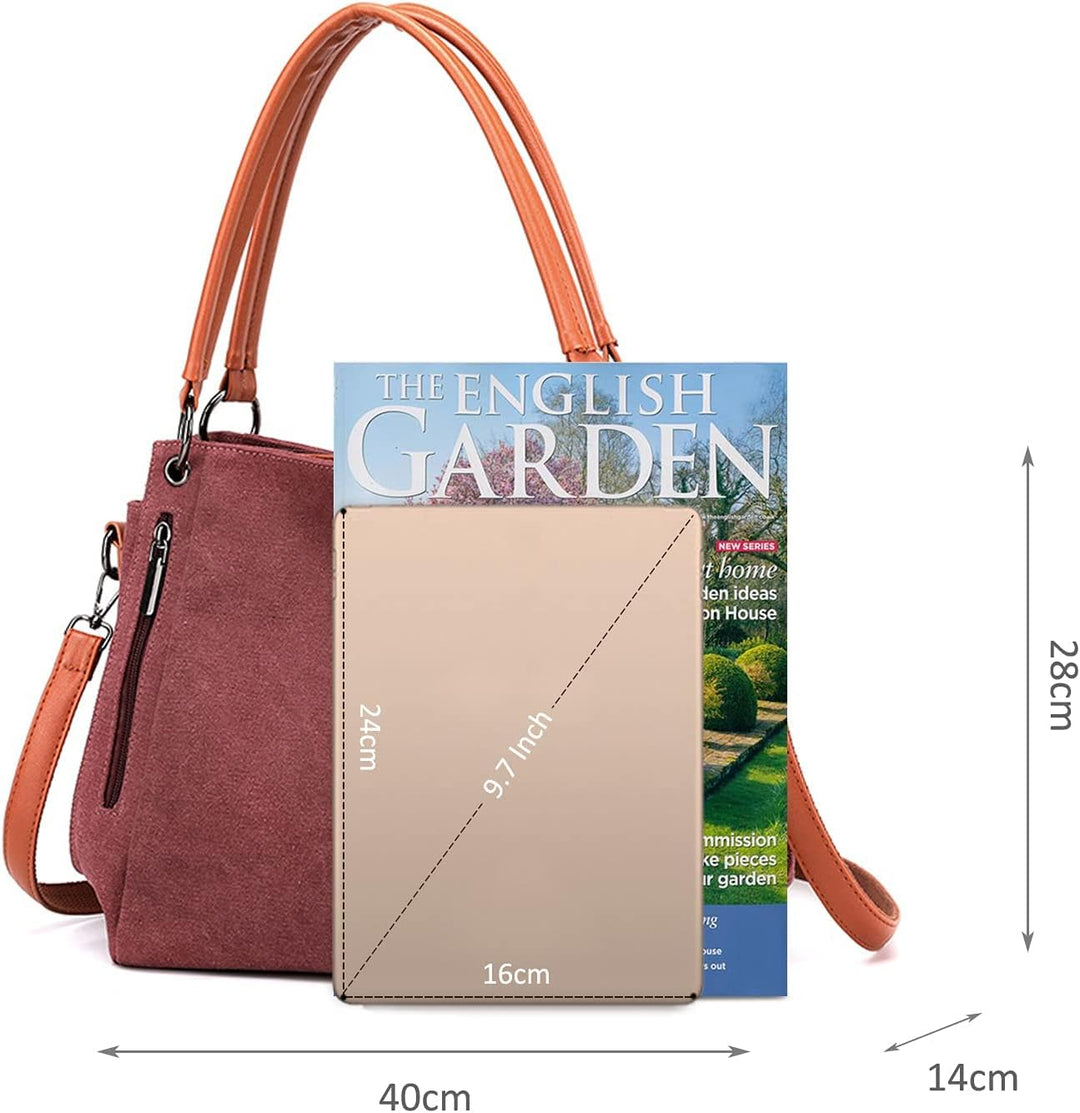 NICOLE & DORIS Damen Handtaschen Gross Canvas Schultertasche Frauen Umhängentasche mit Abnehmbarem S