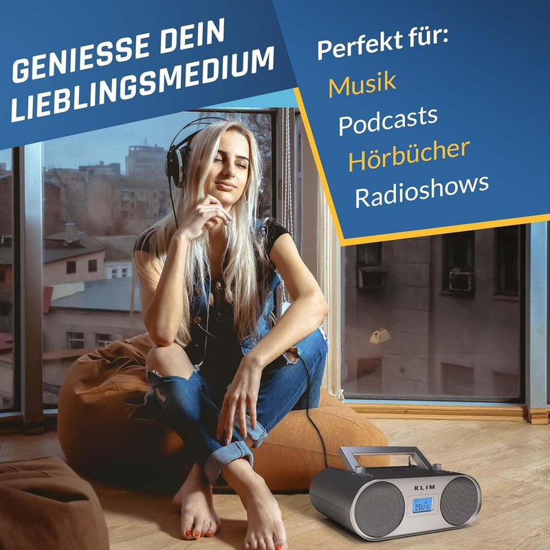 KLIM Boombox B4 Radio mit CD Player + AM/FM Radio, MP3, Bluetooth, AUX, USB + NEU 2024 + CD Player t