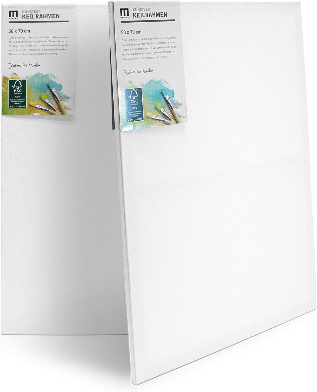 10er-Set 30x80cm Künstler-Leinwand Canvas zum Bemalen. Die leere, weisse Leinwand aus 100% Baumwolle