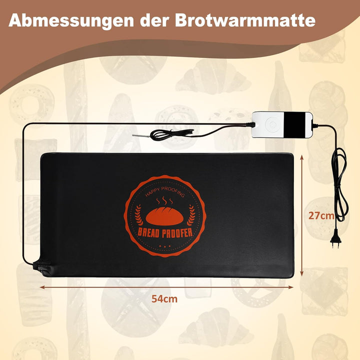 Brot Gärmatte für Sauerteig mit Thermostat (2er-Set Gärmatte 54x27cm), 2er-Set Gärmatte 54x27cm