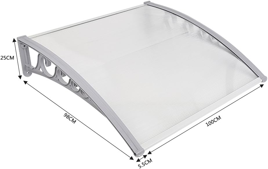 Vordach für Haustür, Überdachung Haustür aus Aluminium und Kompletten Polycarbonat-Hohlkammerplatte,