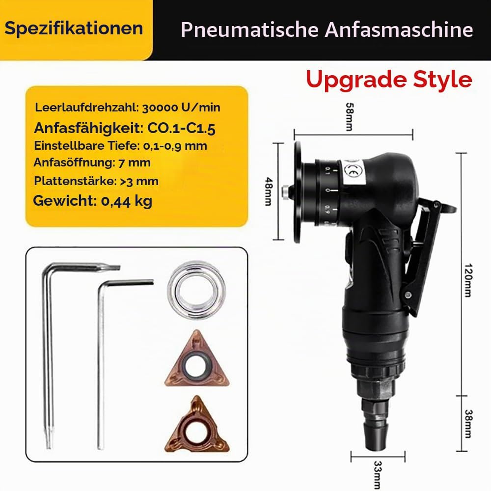 HEYOUTH Pneumatische Anfasmaschine, 2-in-1 Mini Pneumatische Anfasmaschine, 30000 U/min Trimming mit