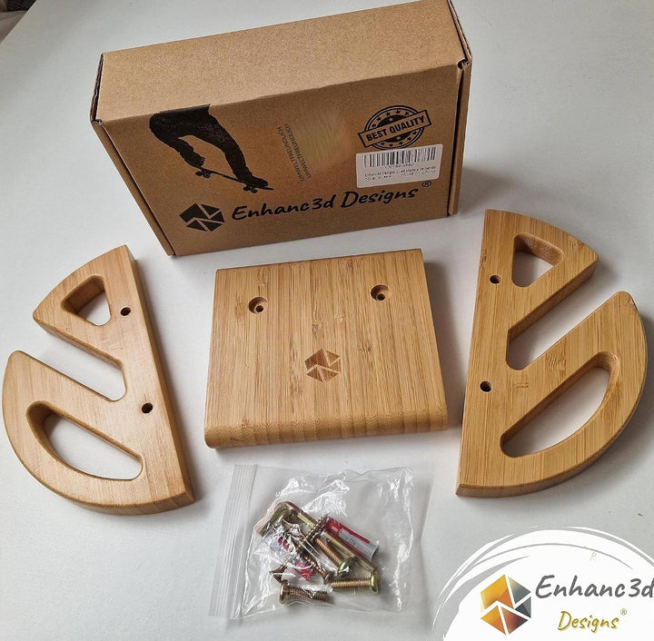 Skate-Wandhalterung aus Bambusholz, modernes und Robustes Design, Skate-Wandaufhänger, Longboard-Wan