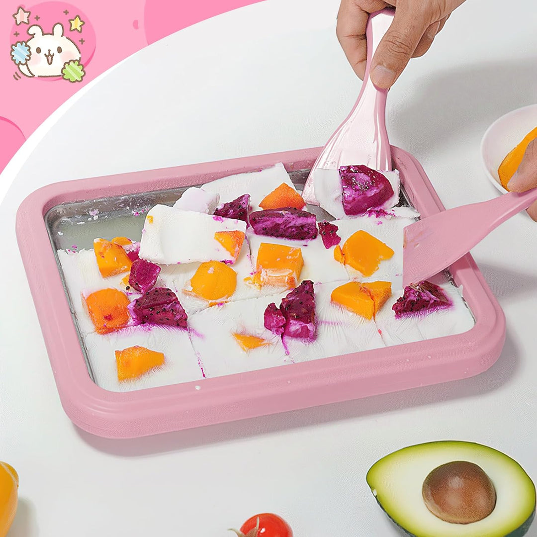 Eisplatte zum Eis Machen, Kommt mit 2 Spateln Ice Cream Machine, Ice Rolls Maschine, Eisenrollmaschi