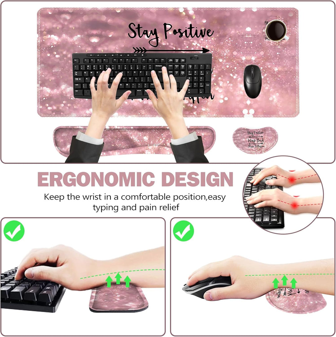 ToLuLu Erweitertes Gaming-Mauspad, Memory-Schaum, ergonomische Tastatur-Maus-Handgelenkauflage, gros
