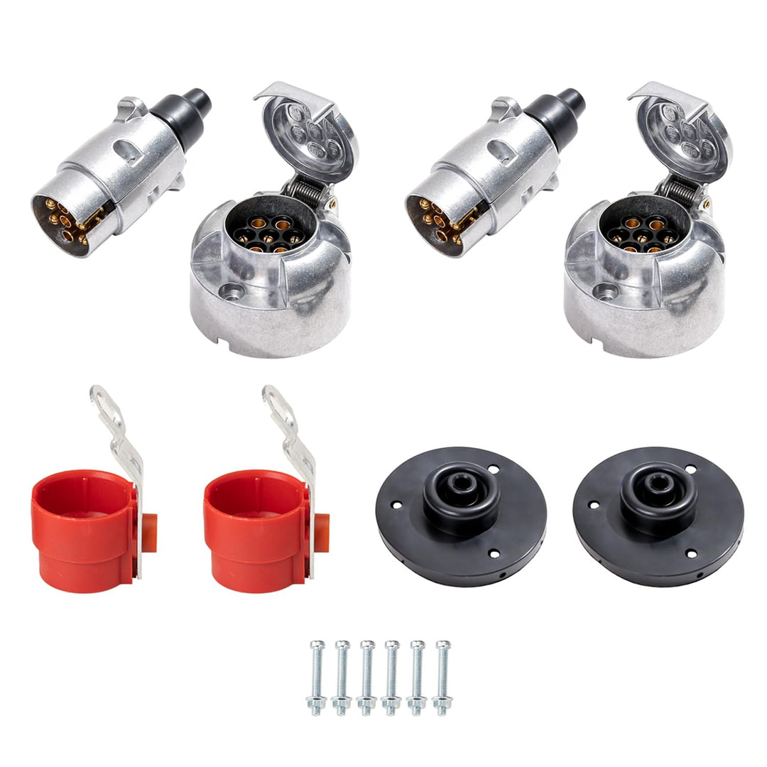 TAEUYYM 2 Stück Anhänger Stecker Steckdose 7 Polig, 12V Wasserdicht Aluminiumlegierung Anhänger Stec