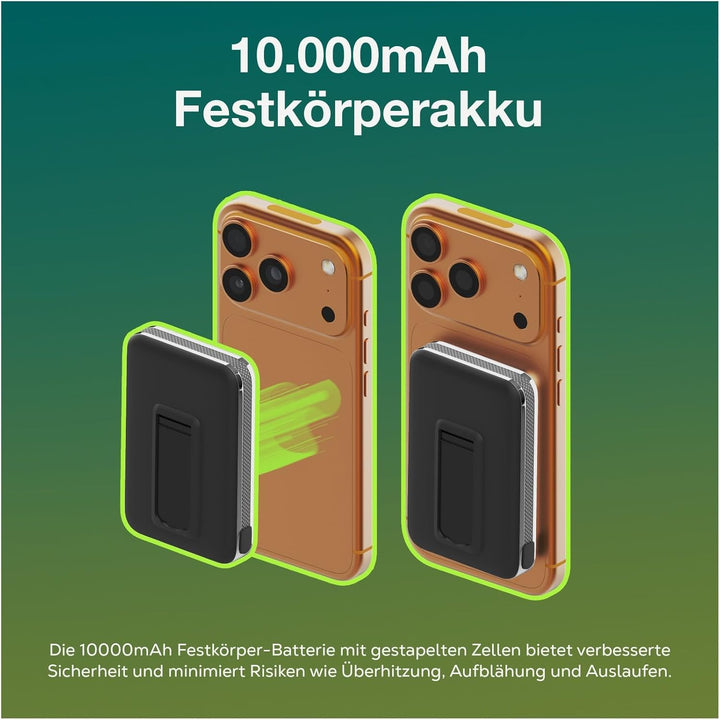 Magnetische Powerbank Qi2.2 25W Zertifiziert – Wireless Powerbank 10000mAh Schnellladen Ladegerät -