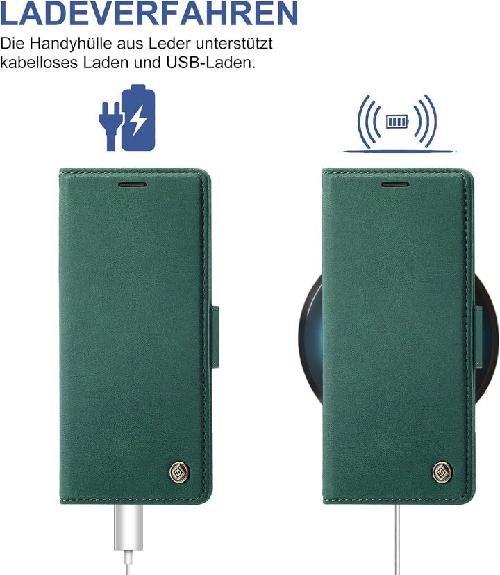 Handyhülle für Samsung Galaxy Z Fold 4 Hülle mit Schutzfolie, Standfunktion Kartenfach Wallet Premiu