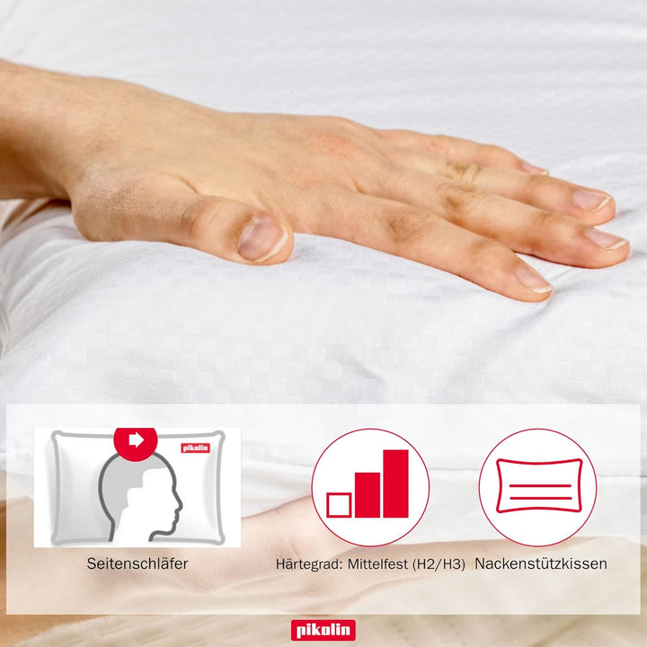 Pikolin Home - Ergonomisches viskoelastisches Kissen mit doppeltem, anpassbarem Bezug mit Memory-Foa
