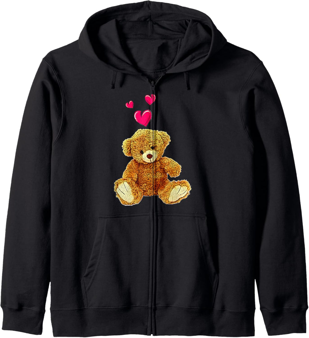 Teddybär und Herzen süsses Teddybärmotiv Kapuzenjacke