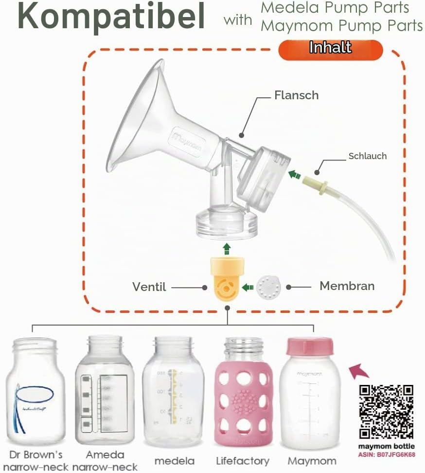 Maymom-melkpompset Kompatibel mit Medela-Swing-Milchpumpe. Bevat Brusthaube,Ventilkopf, Ventilmembra