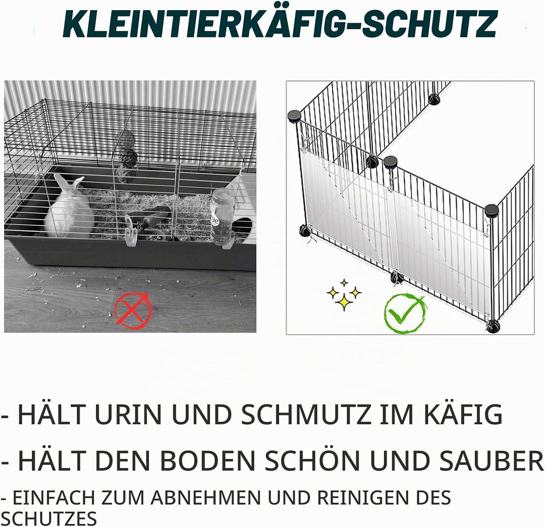 24 Stück Haustierkäfig-Einlage, 26 x 21 cm, Urin-Schutz, Seitenfutter, transparentes Blatt, Kaninche