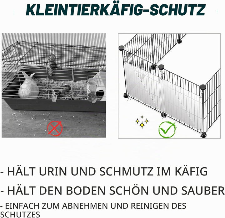 24 Stück Haustierkäfig-Einlage, 26 x 21 cm, Urin-Schutz, Seitenfutter, transparentes Blatt, Kaninche