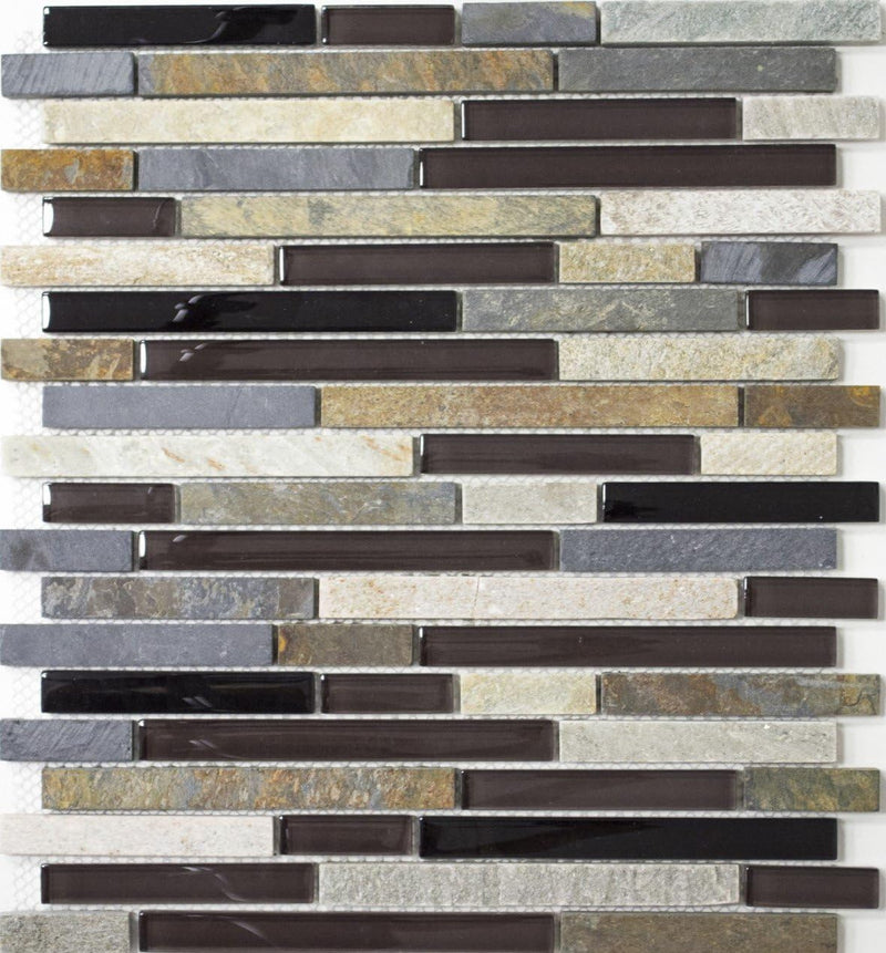 Mosaik Verbund Crystal/Stein mix Glasmosaik Transluzent Transparent 3D, Mosaikstein Format: 15x48/98