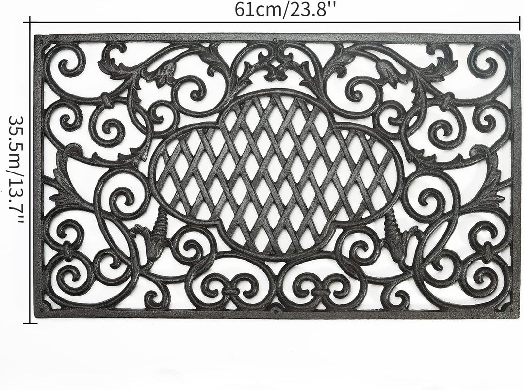 Sungmor Robuste Fussmatte aus Gusseisen – 61 cm Grosse, rechteckige Vorder Türmatte rutschfeste Auss