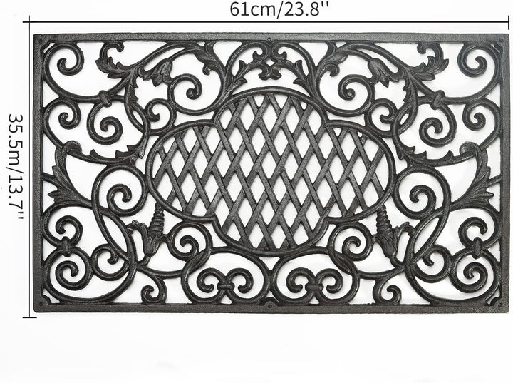 Sungmor Robuste Fussmatte aus Gusseisen – 61 cm Grosse, rechteckige Vorder Türmatte rutschfeste Auss