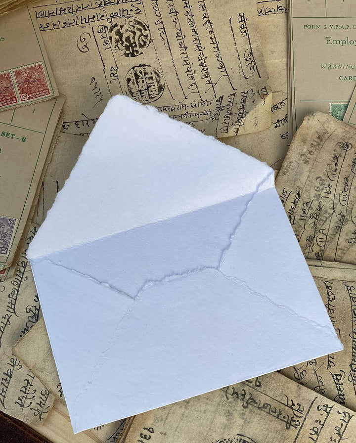 Wanderings Weisse Papierumschläge - Handgemachte Umschläge Mit Rauer Kante - 25 Stück - Für Grusskar