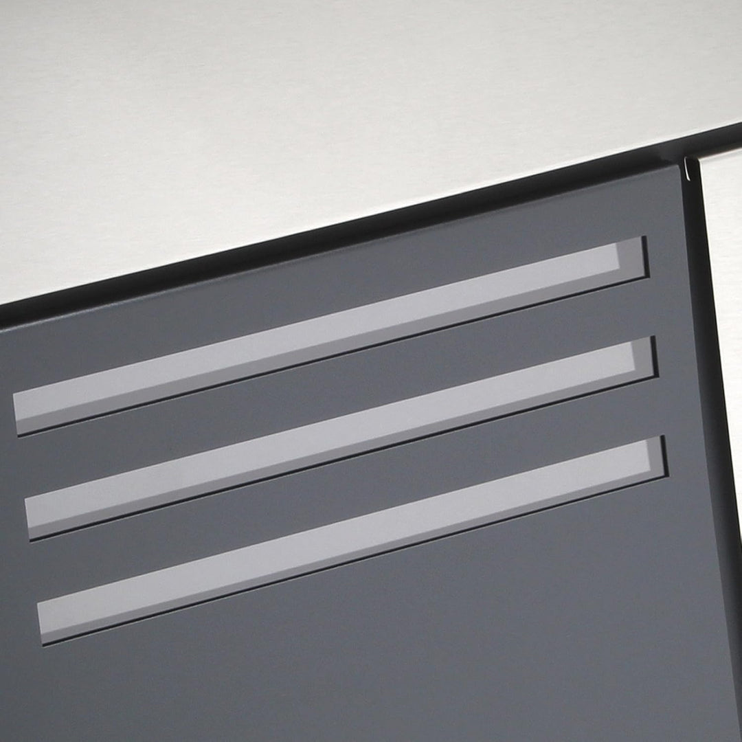 Wiltec Designer Briefkasten V25 Anthrazit und Edelstahl 370 x 105 x 370 mm, Wandbriefkasten mit Schl