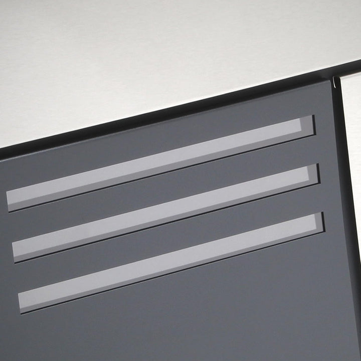 Wiltec Designer Briefkasten V25 Anthrazit und Edelstahl 370 x 105 x 370 mm, Wandbriefkasten mit Schl