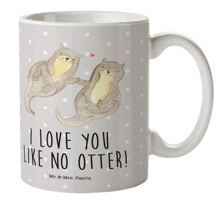 Mr. & Mrs. Panda Plastikbecher Otter Hände halten - Geschenk, glücklich, Seeotter, Liebe, Paar, Kind