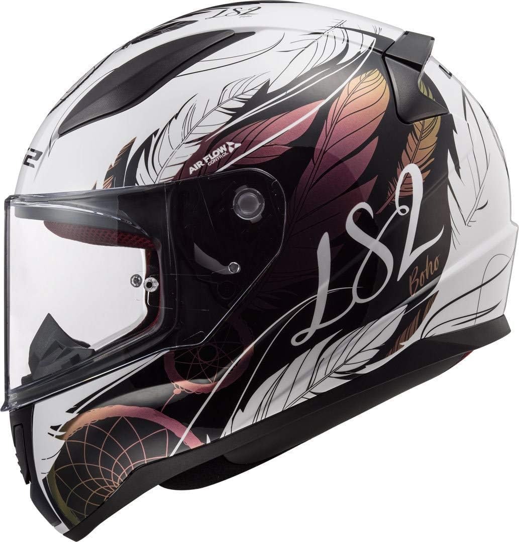 LS2, Integraler Motorradhelm Rapid Boho White Black Pink, XS, XS
