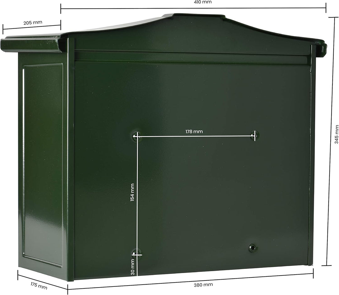 Burg-WÄCHTER Briefkasten ohne Zeitungsfach und Namensschild, Verzinkter Stahl, Einwurf-Format DIN C4