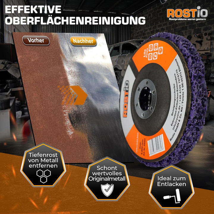 ROSTIO CSD-Scheibe 125 mm Lila – 5 Stück – Reinigungsscheibe aus hartem Schleifvlies für Winkelschle