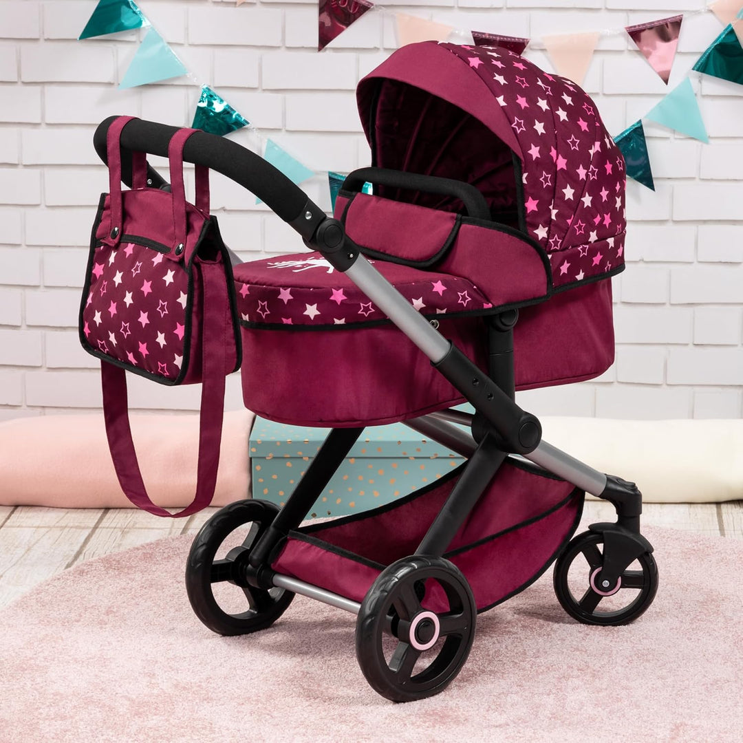 Bayer Design 17023AA Puppenwagen Xeo mit Tasche, höhenverstellbarer Griff, Schwenkschieber, wandelba