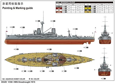 Trumpeter 05329 Modellbausatz HMS Dreadnought 1915, Mittel