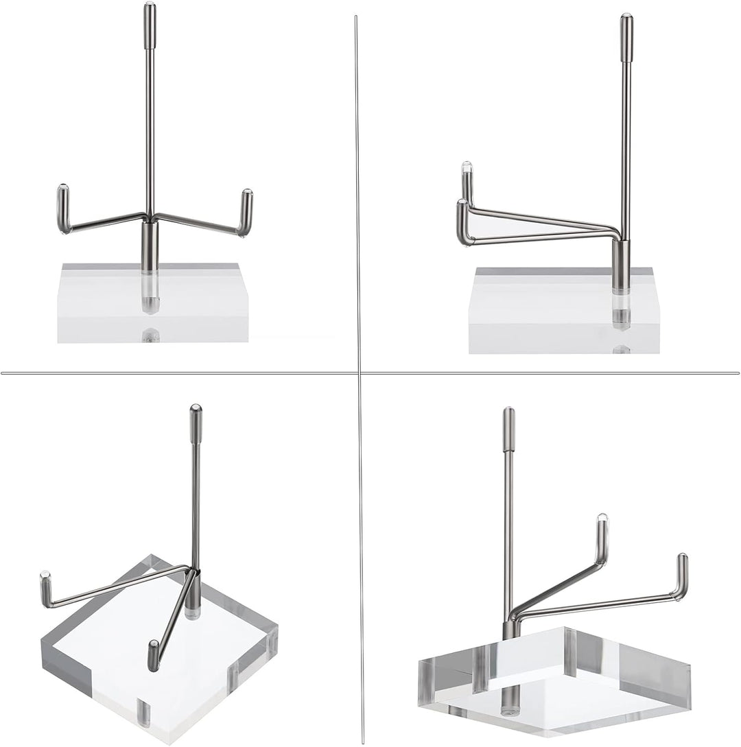 BTSKY Mittelgrosse verstellbare silberne Metallarm-Staffelei mit quadratischem Acrylsockel, Display-