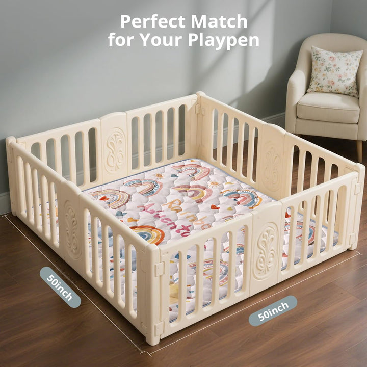 COMOMY Krabbelmatte Baby 127x127 cm, Extra Dicke und Weiche Spielmatte Faltbar, Rutschfeste Schadsto