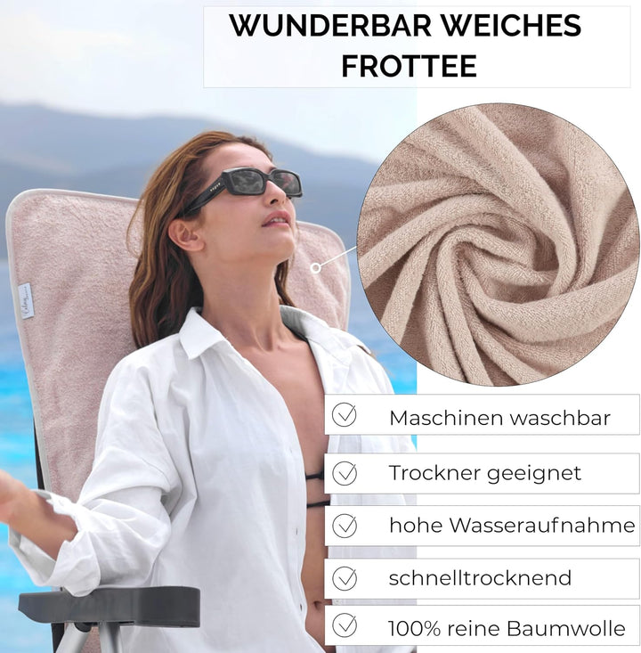 Frottee Schonbezug für Gartenstuhl - 130x60cm Bezug 100% Baumwolle Hochlehner Auflage Gartenstühle G
