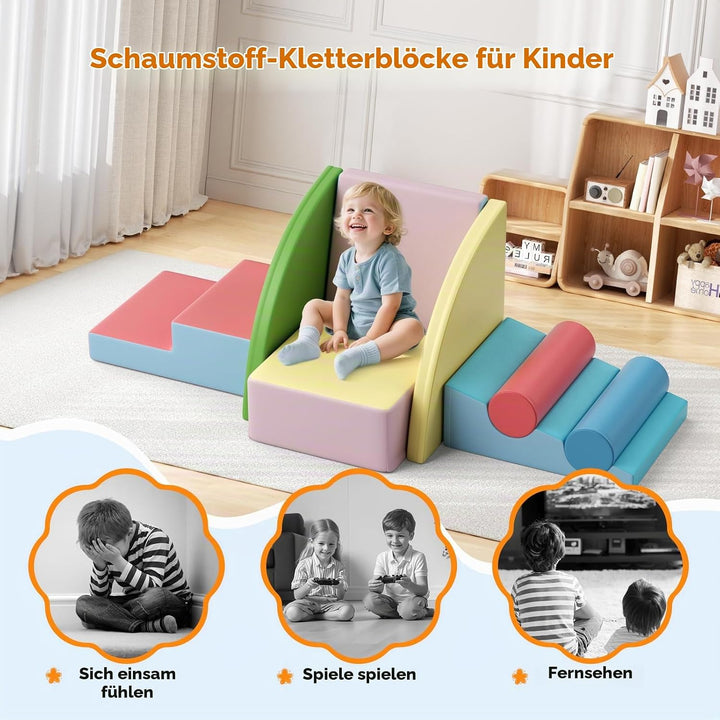 Brolteja Baby-Schaumstoffbausteine, Softplay-Set für Kleinkinder von 1–3 Jahren, Baby-Kletterturm mi