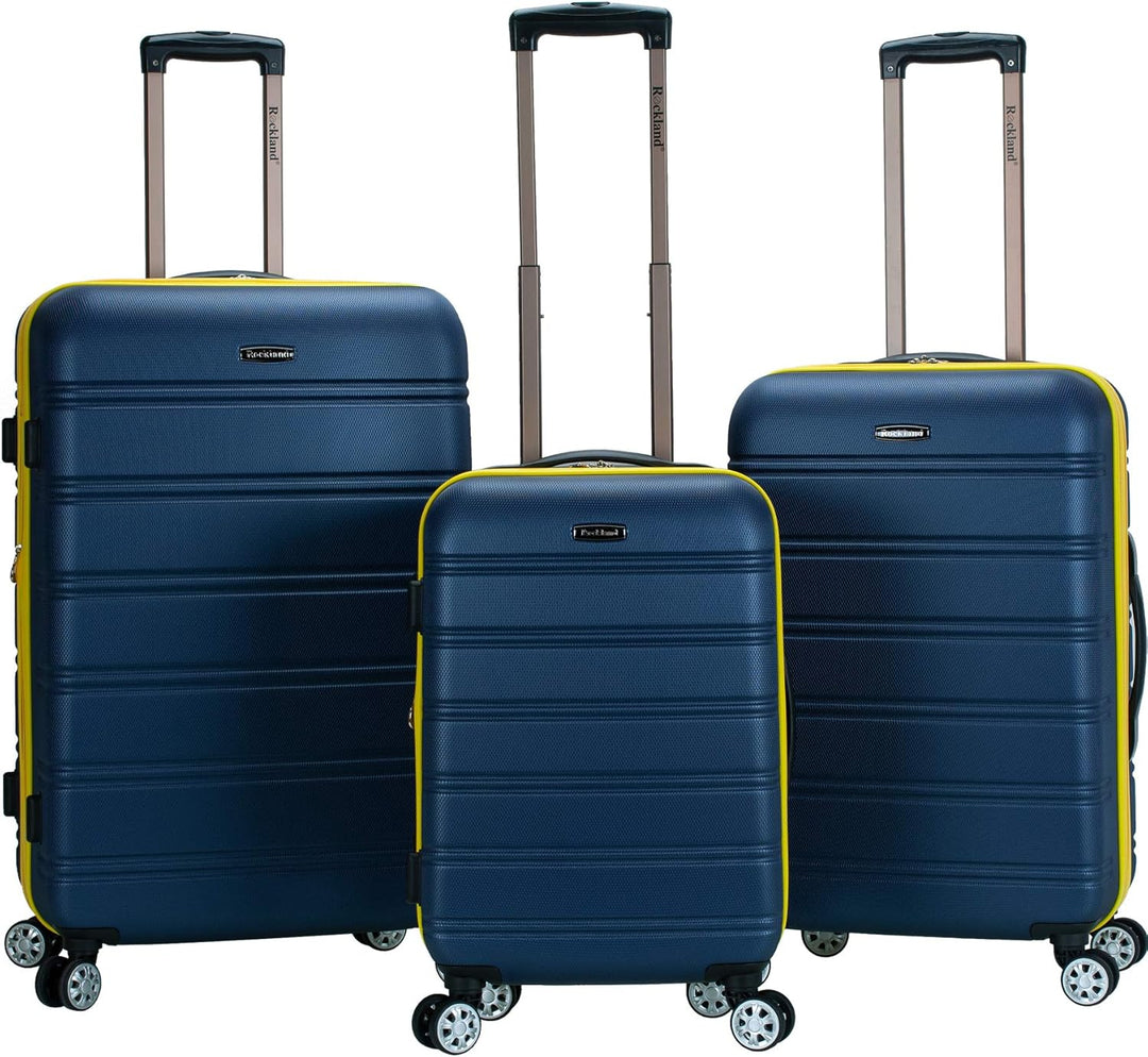 Rockland Melbourne Hardside Erweiterbares Spinner-Rad Gepäck, Marineblau, 3-Piece Set (20/24/28), Me