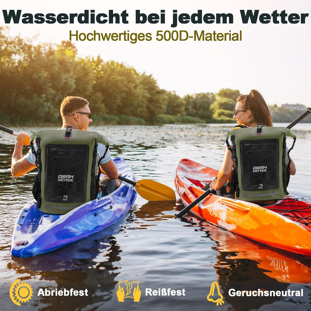OSAH DRYPAK Wasserdichter Rucksack – 25L/35L/55L/85L Dry Bag Rolltop Outdoor Backpack mit Robustem R